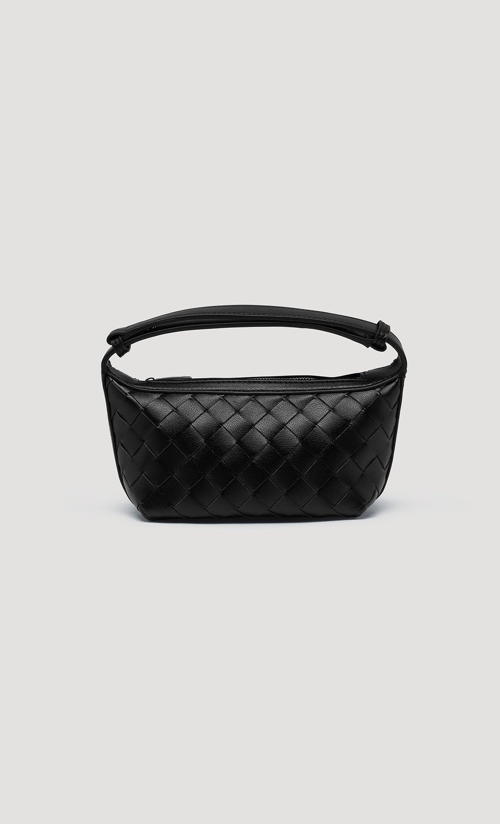 Weaving Leather Mini Hobo Bag_Black