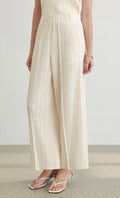 Tweed pleats pintuck pants_ivory