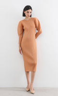 arc pleated dress_orange