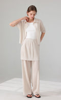 Palette collard pleated shirts_ivory
