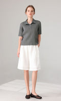 Essen Collard pleated Shirts_charcoal