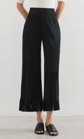frill hem pleats pants_black