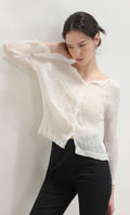 Wane crinkle pleated shirt_ivory