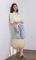 [Pouch SET] Kevin weaving leather shoulder bag_ivory