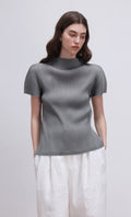 Lao pleated half neck top_grey
