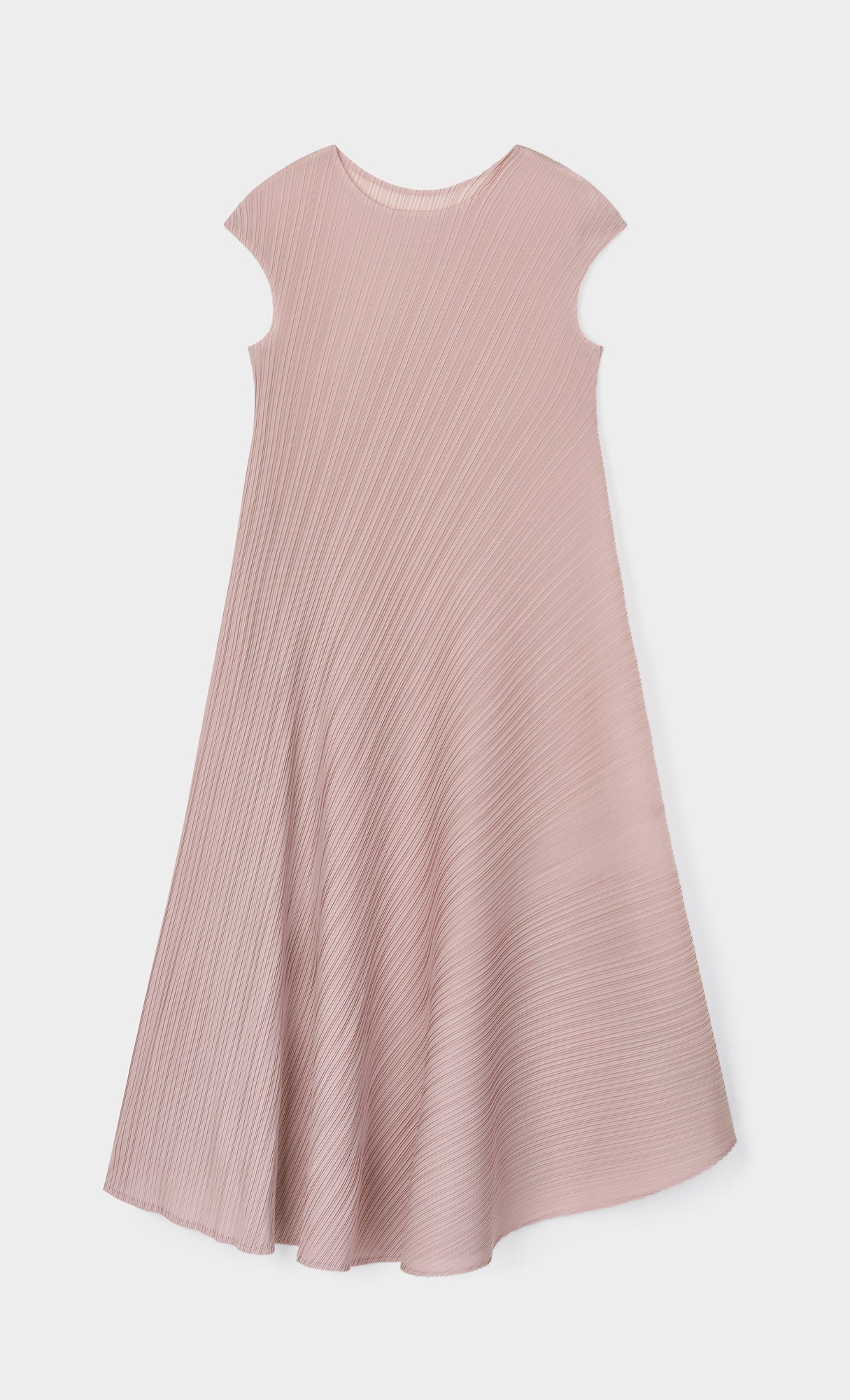 Rosy flare pleated dress_pinkbeige