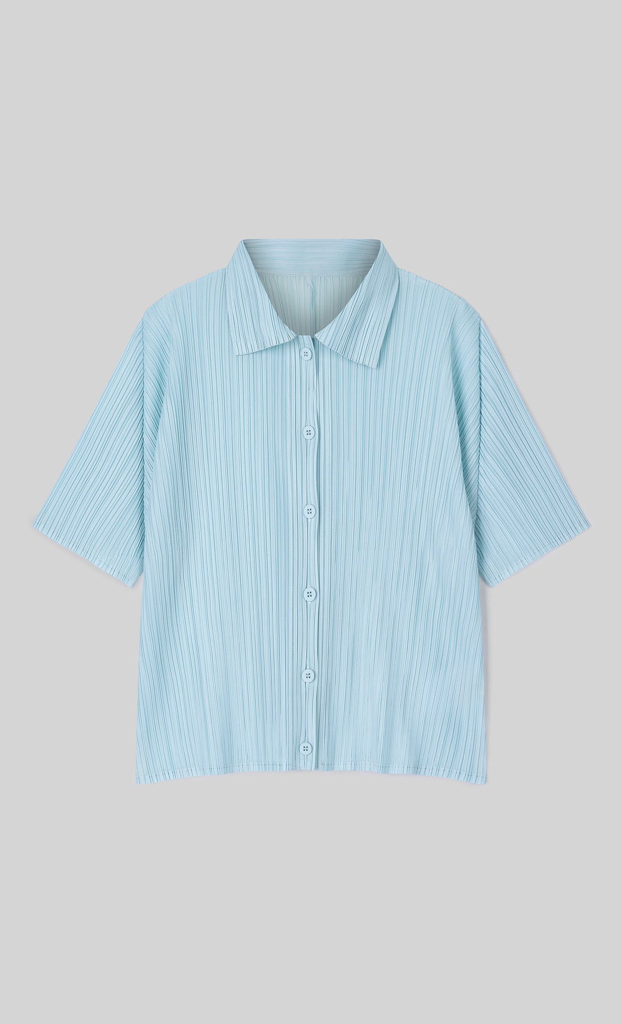 Palette collard pleated shirts_skyblue
