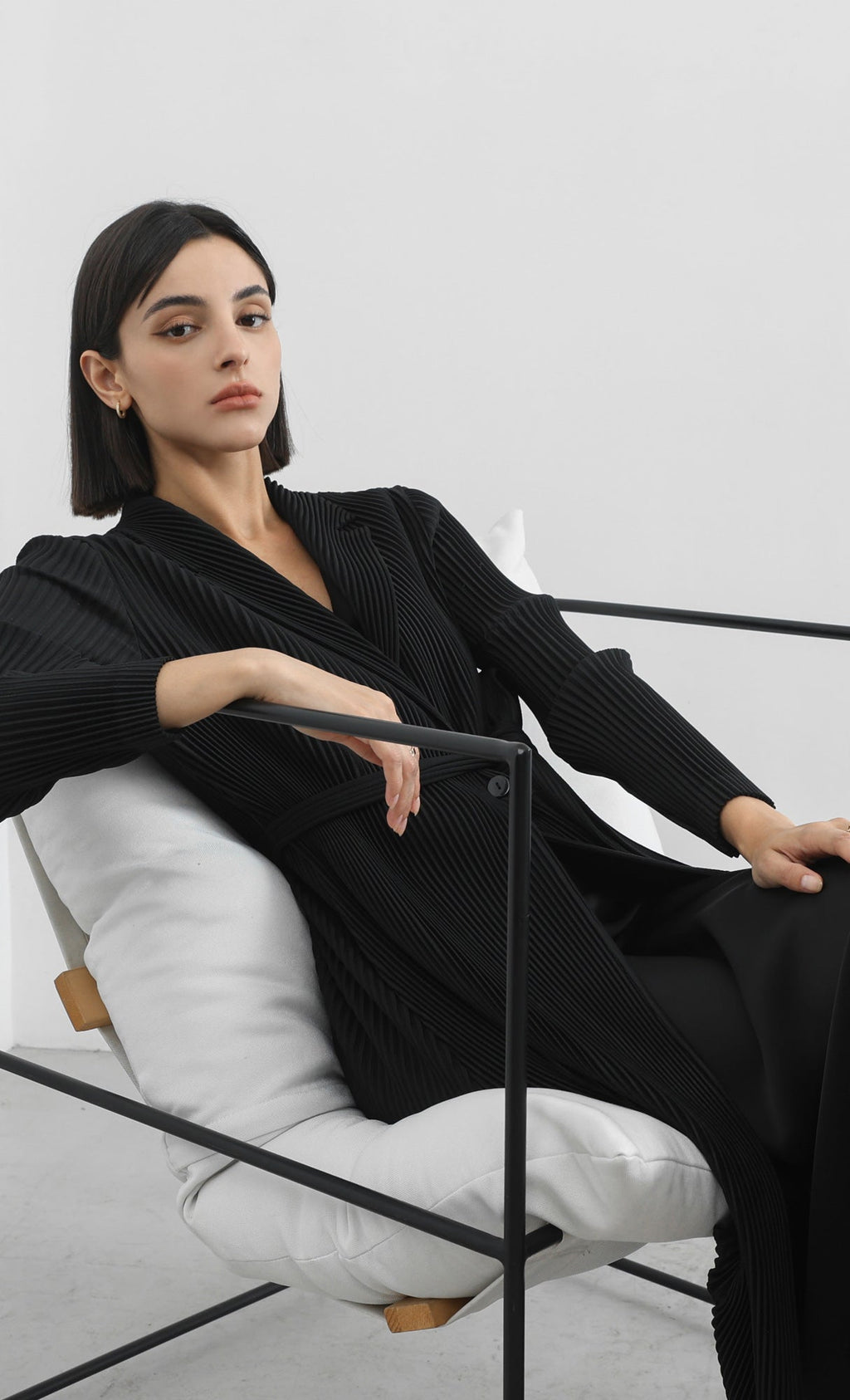 haze pleated belted trench_black