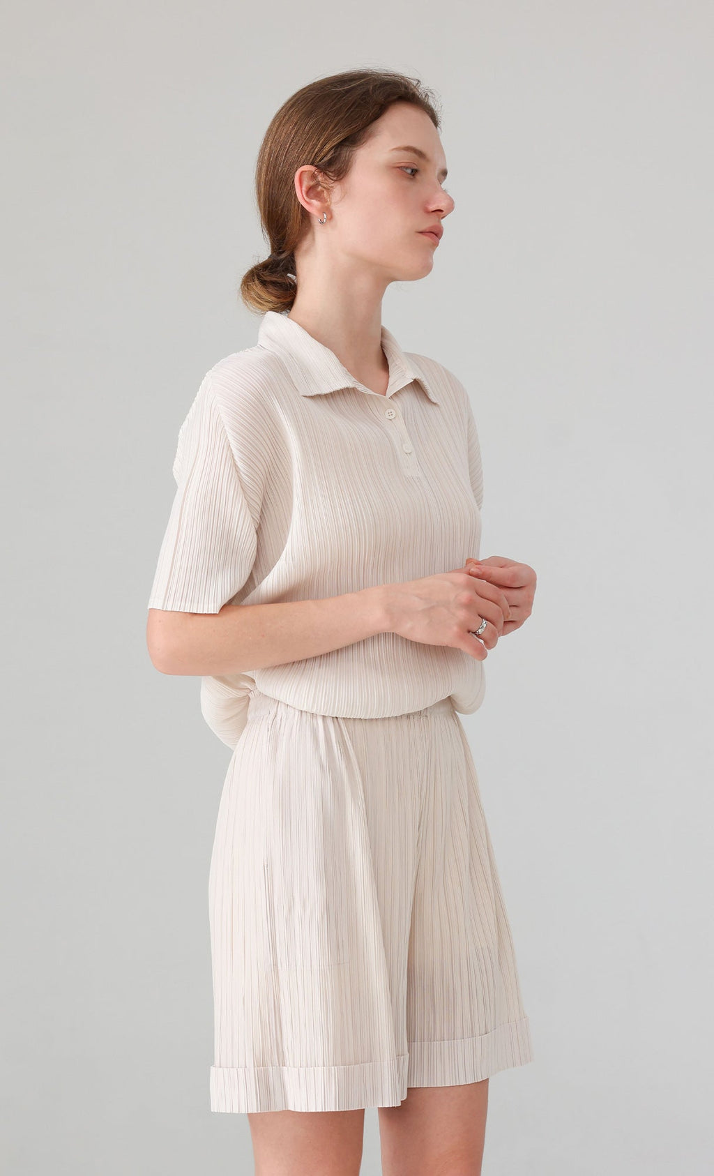 Mono Pleated Half Pants_ivory