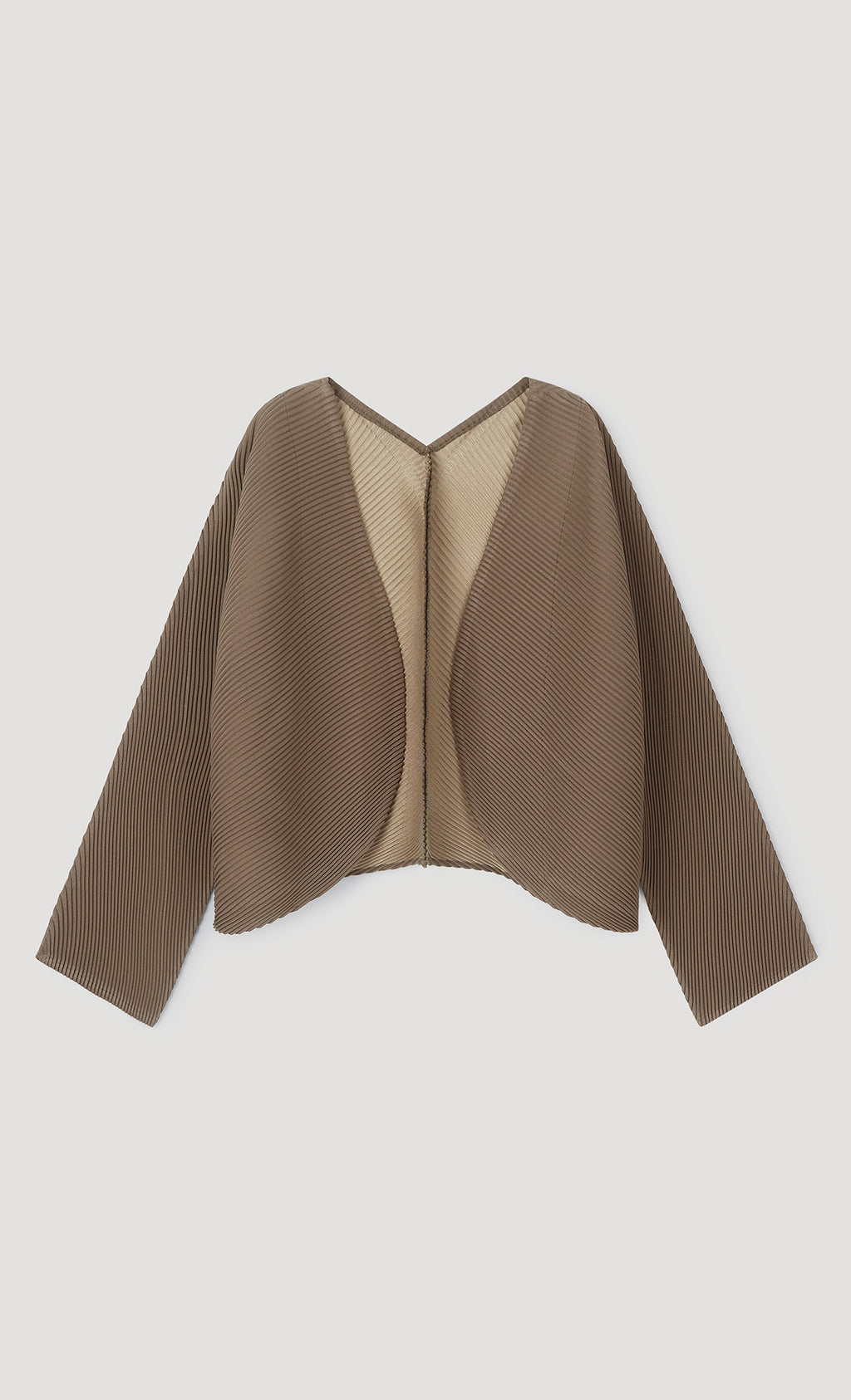 round pleated cardigan_brown