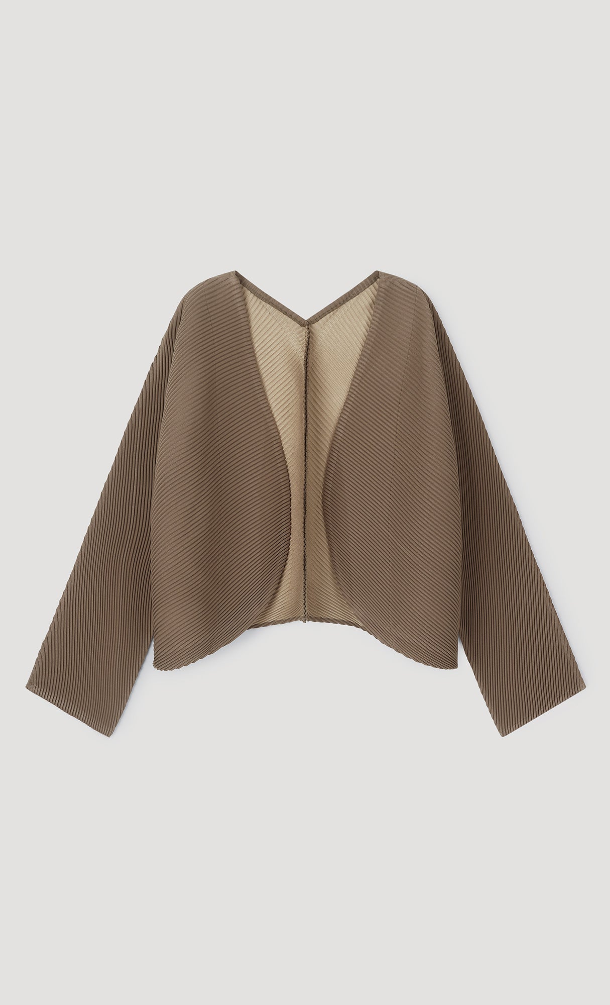 round pleated cardigan_brown