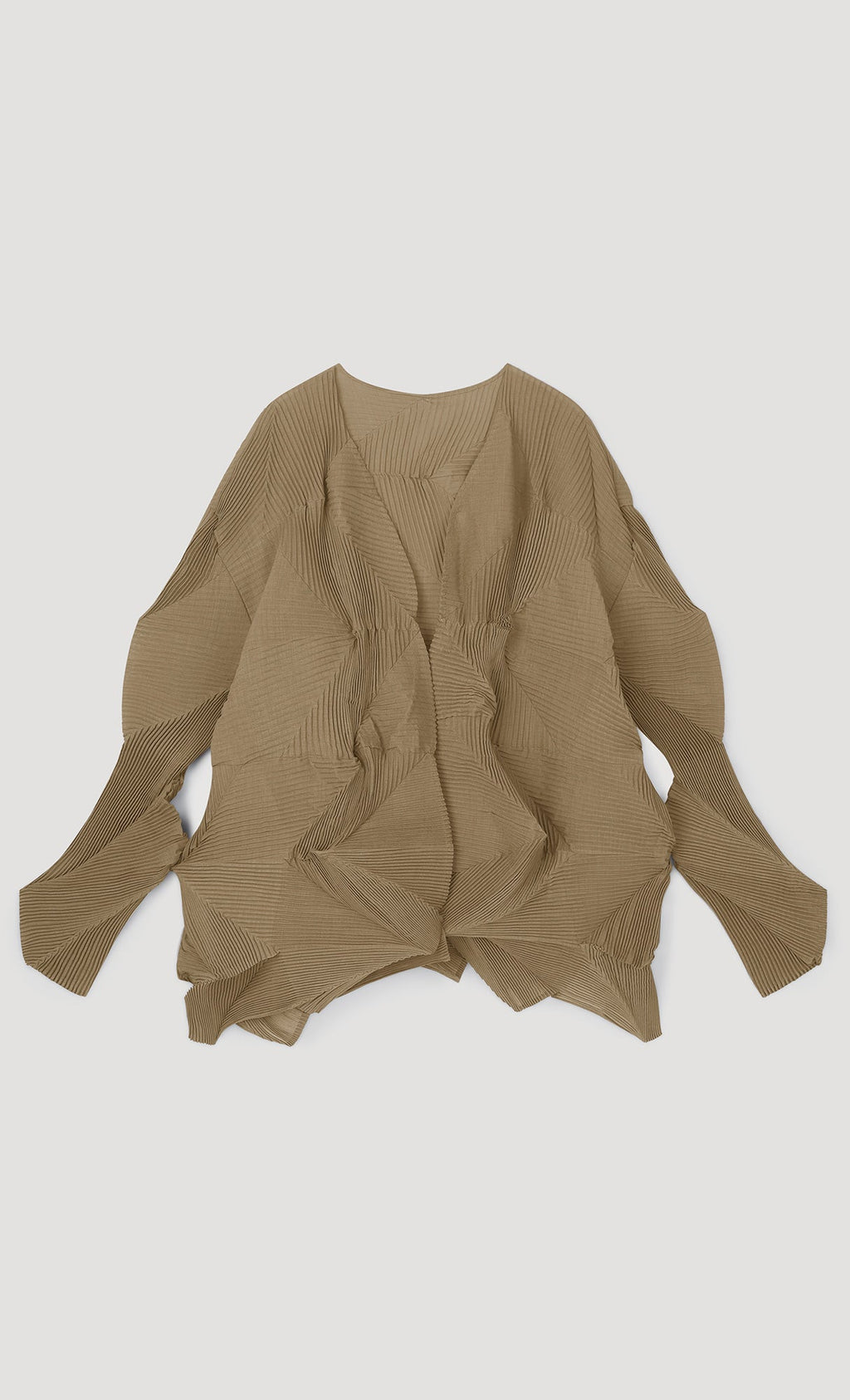 geo pleated jacket cardigan_brown