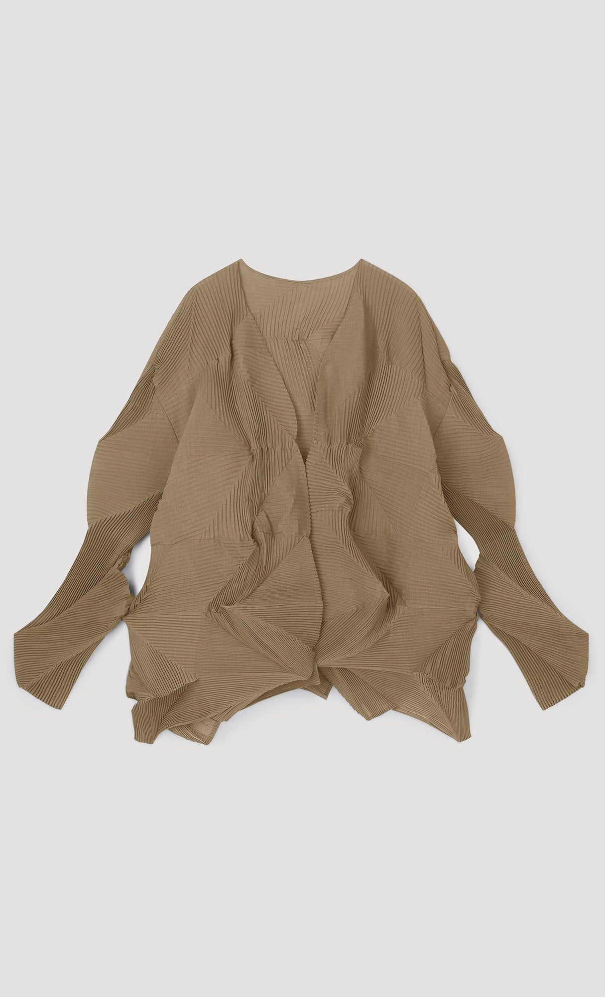 geo pleated jacket cardigan_brown