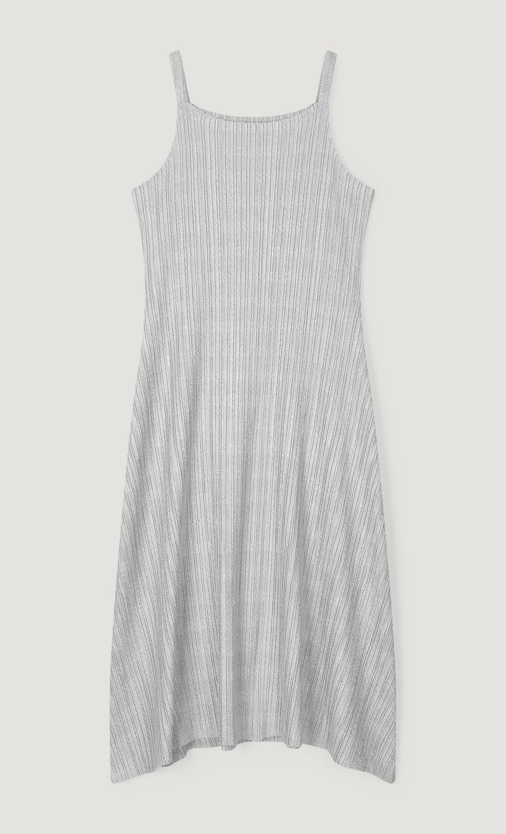 Tweed pleats sleveless flare dress_grey