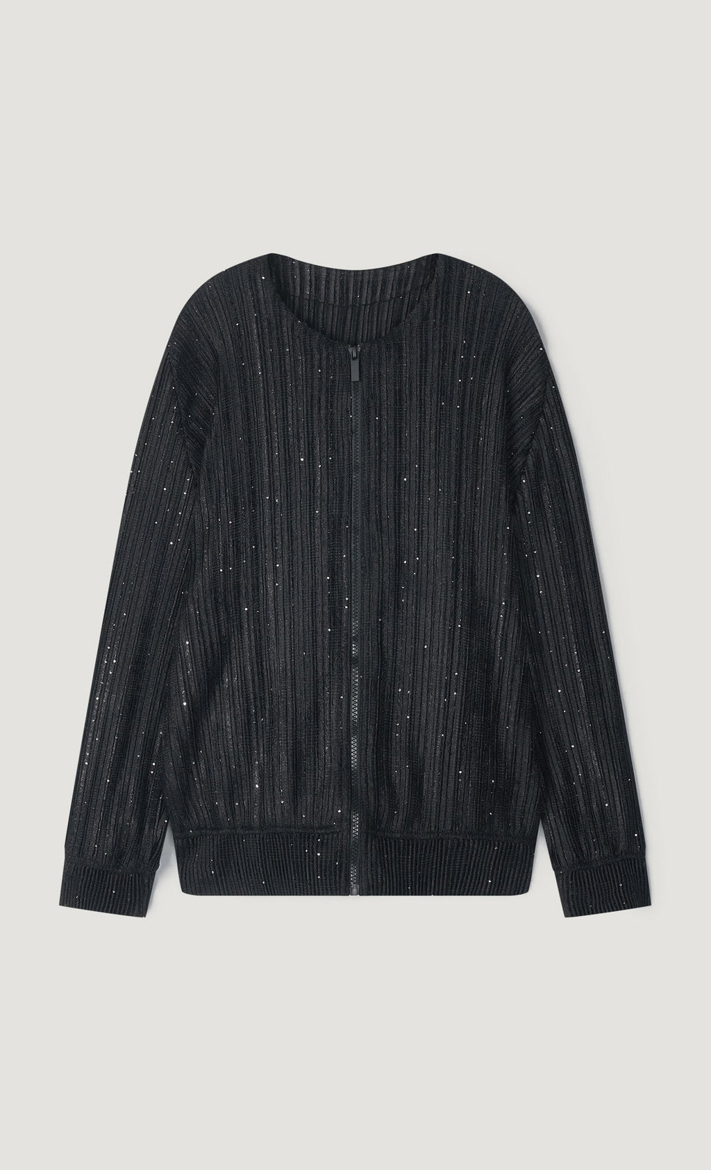 Tweed pleats blouson jumper_black