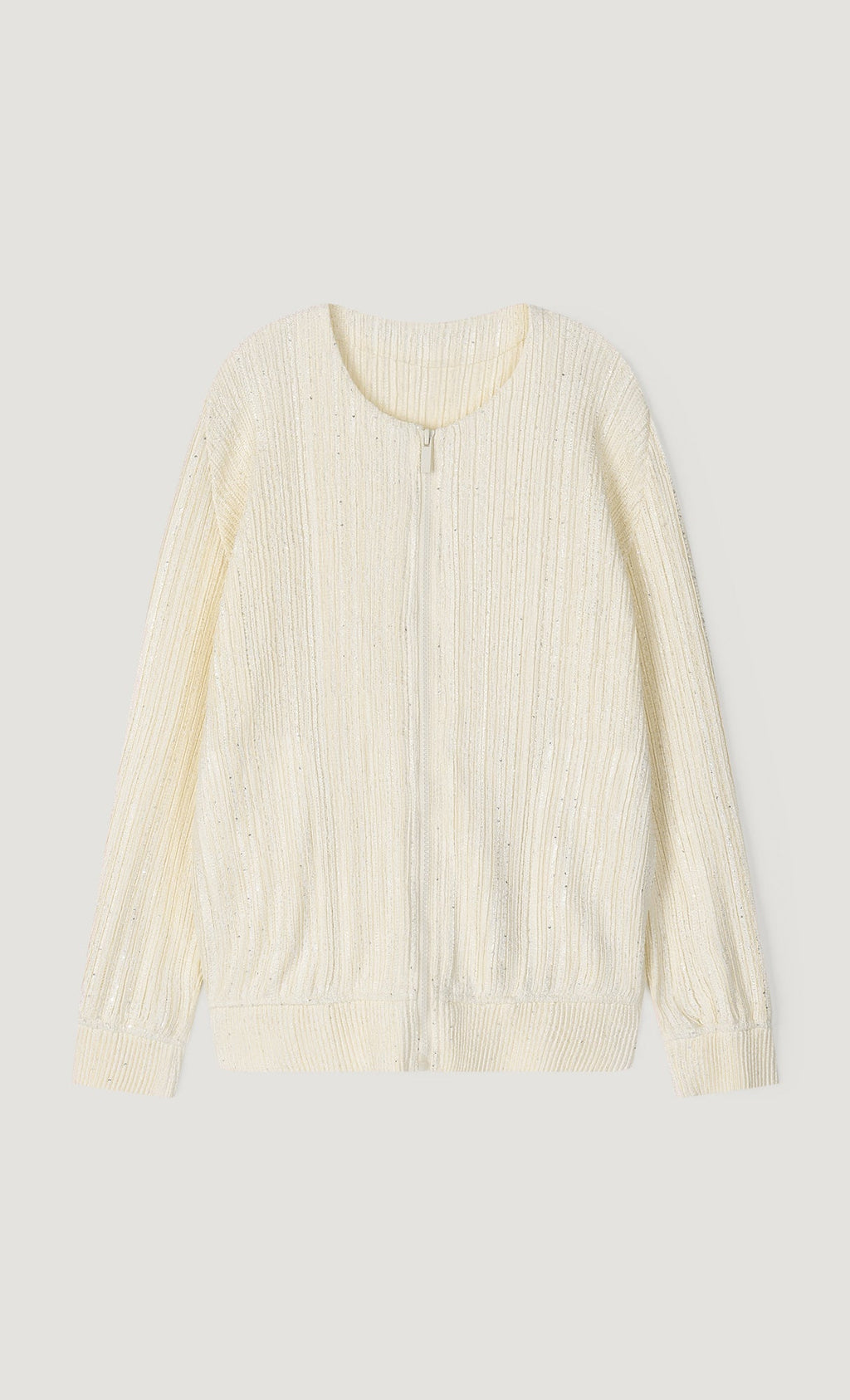 Tweed pleats blouson jumper_ivory