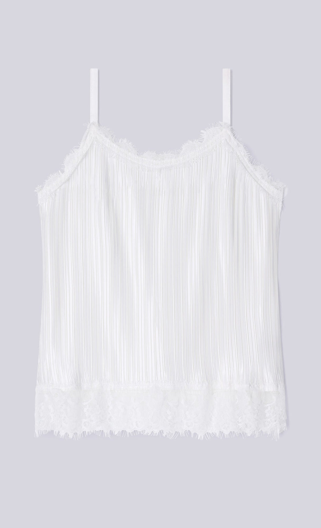 Pleated lace slip top_white