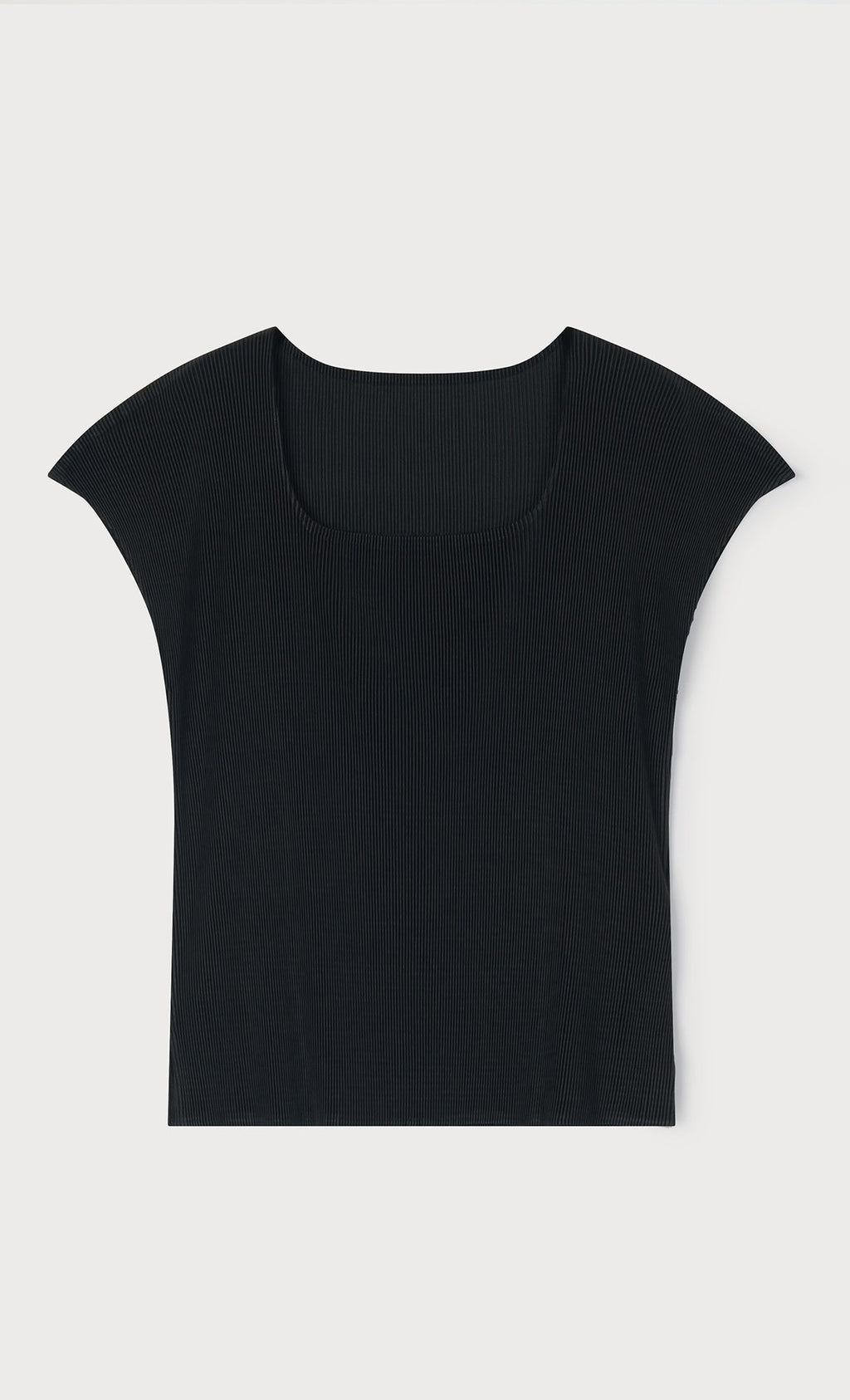 Nora pleated cap-sleeve top_black