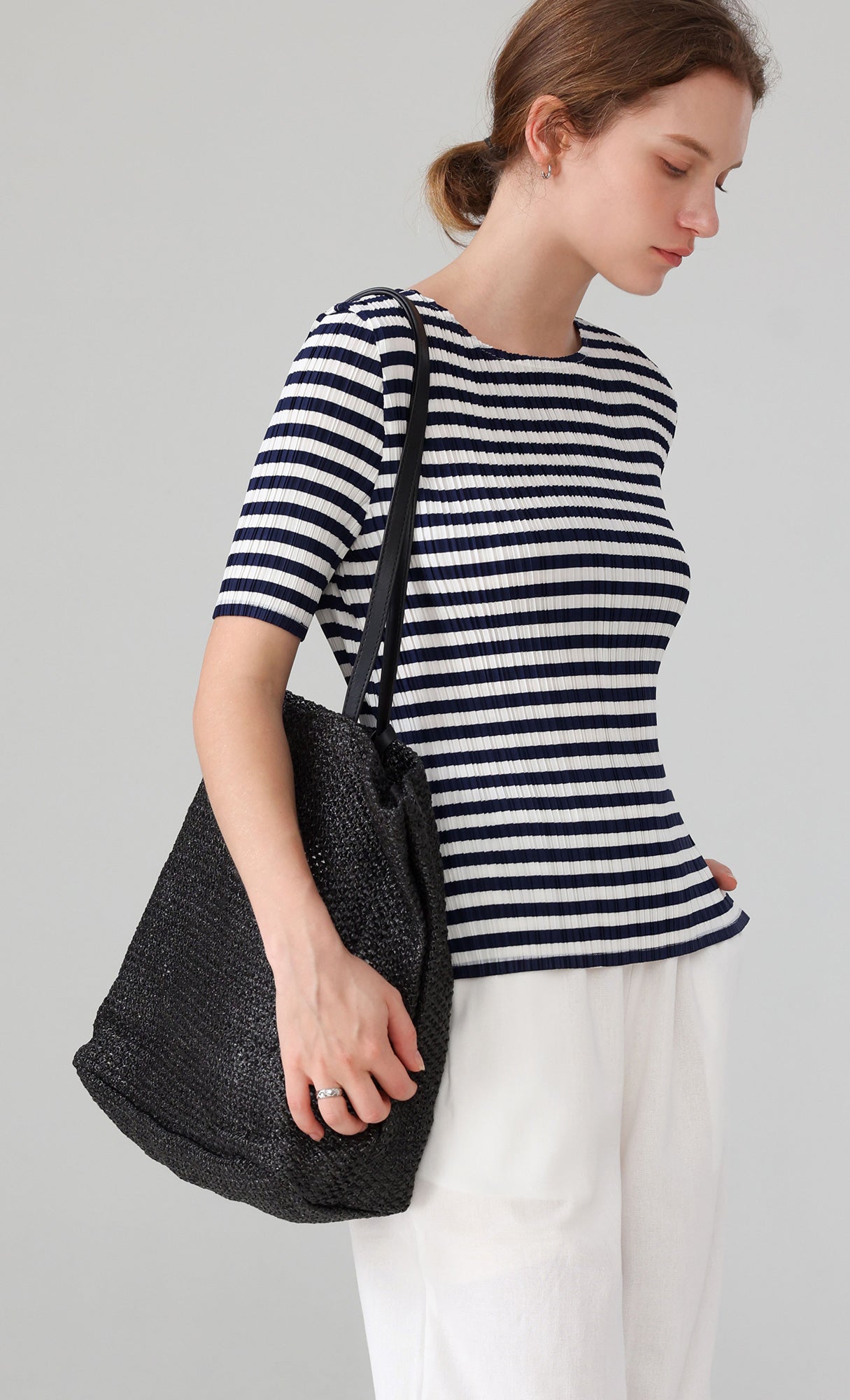 Marine Stripe Pleated Top_stripe