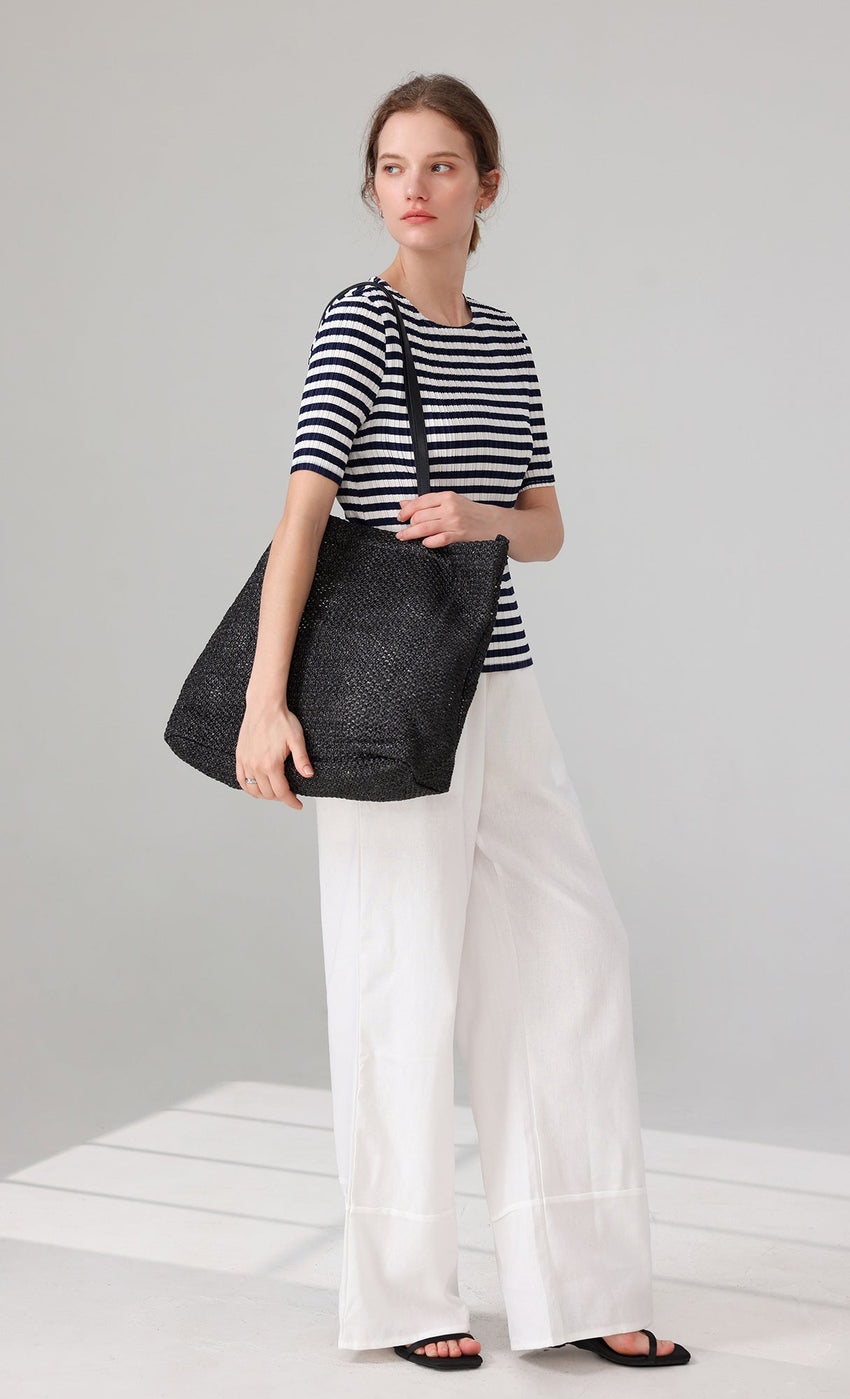 Marine Stripe Pleated Top (stripe)