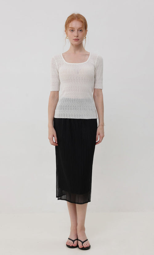 Airy pleated skirt _black