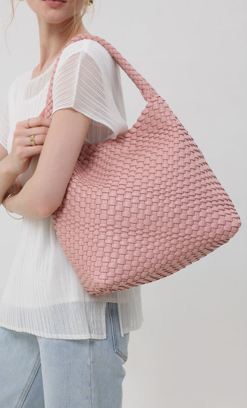 Color weaving hobo bag_lightpink