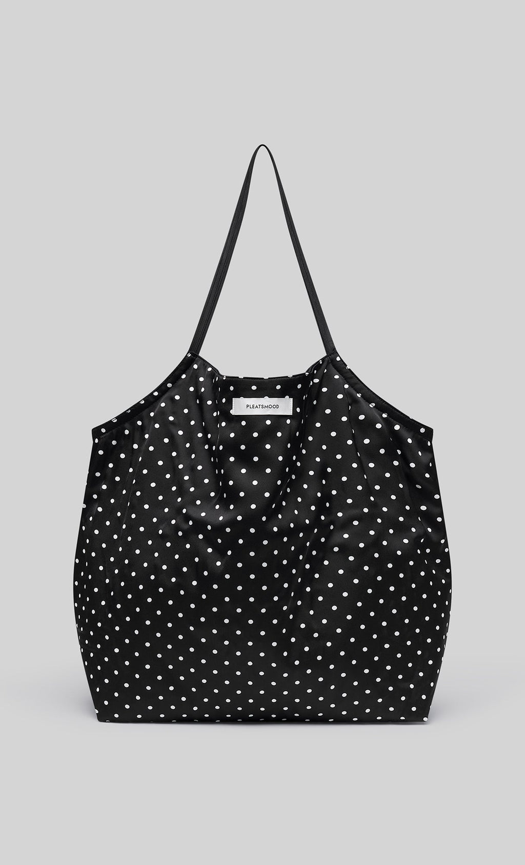 Reversible pleated polka dot tote bag_black