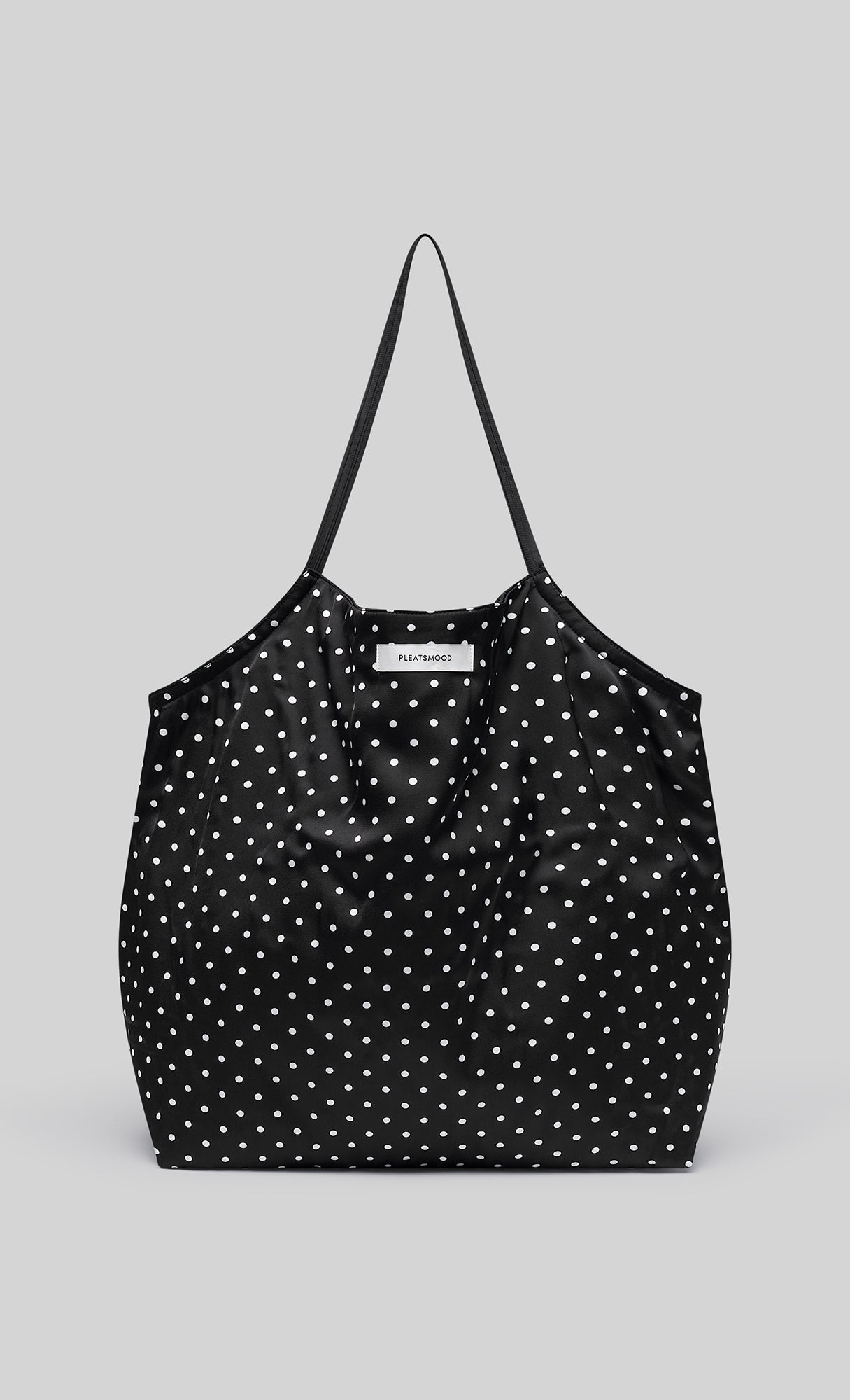 Reversible pleated polka dot tote bag_black