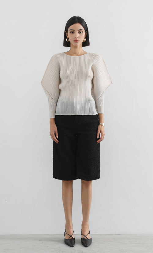 bloom pleated blouse_ivory