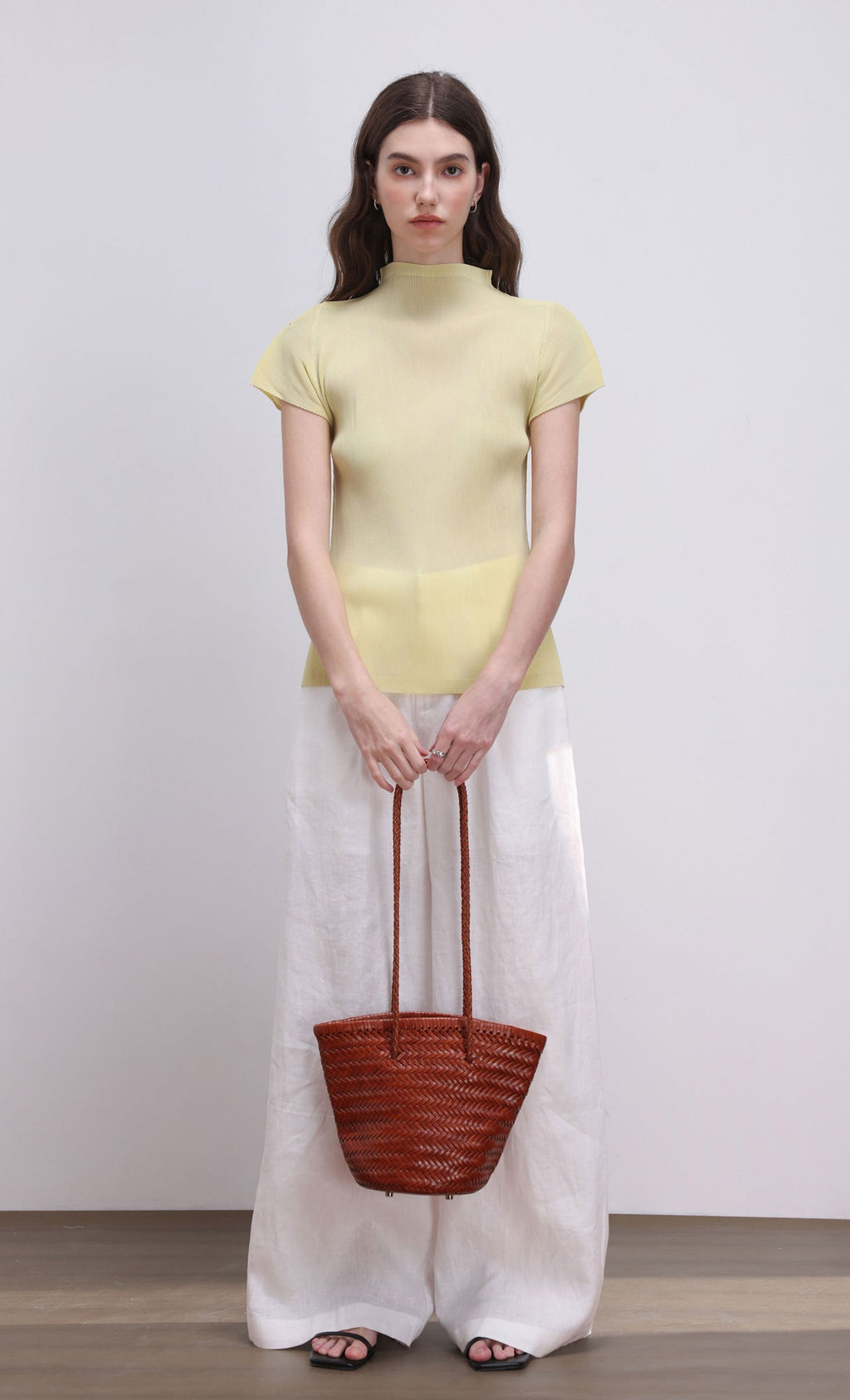 [Pouch SET] Stacy weaving leather shoulder bag_camel