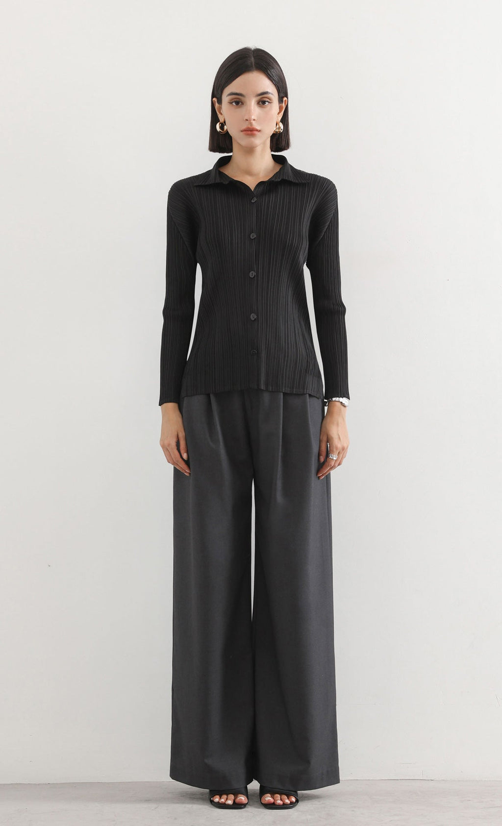 hush pleated shirts_black