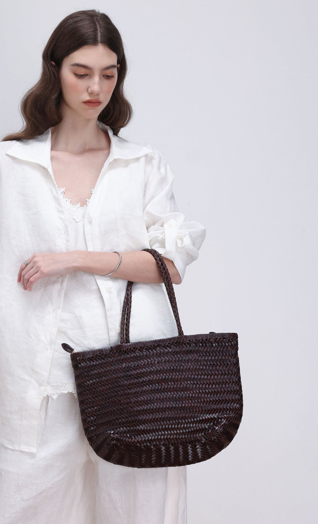 [Pouch SET] Kevin weaving leather shoulder bag_brown