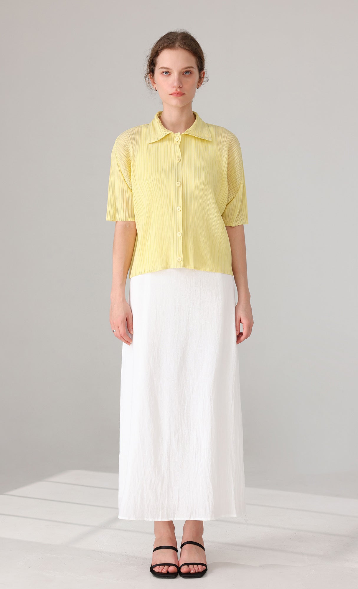 Palette collard pleated shirts_yellow