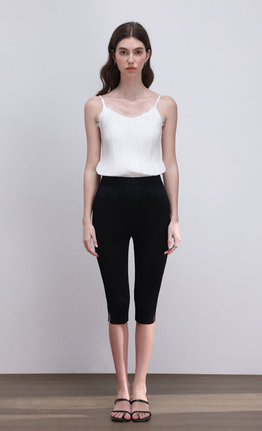Pleated capri pants (black)