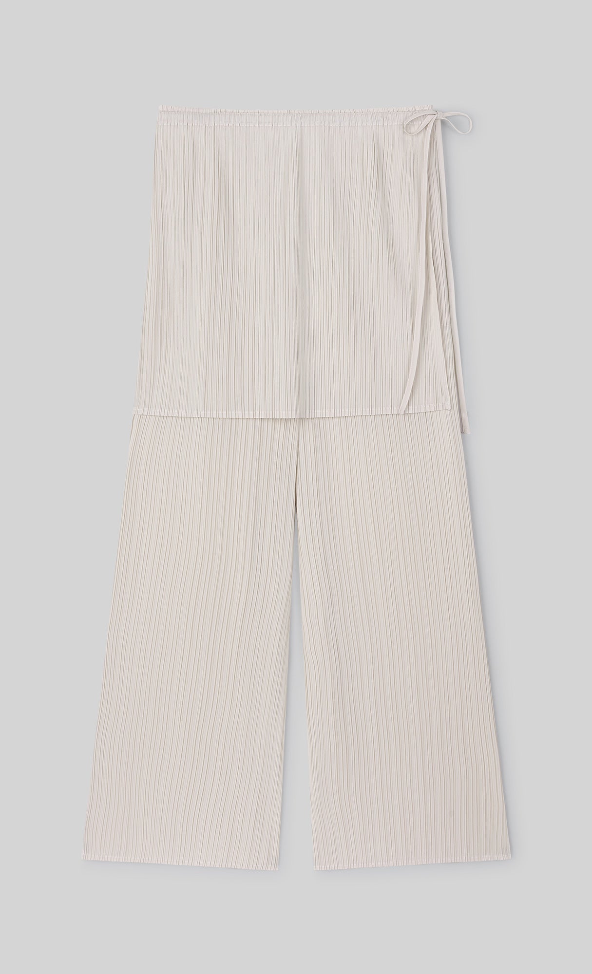 Siny Pleated Layered Wrap Skirt Pants Set_ivory