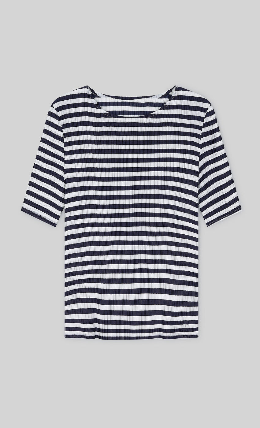 Marine Stripe Pleated Top (stripe)