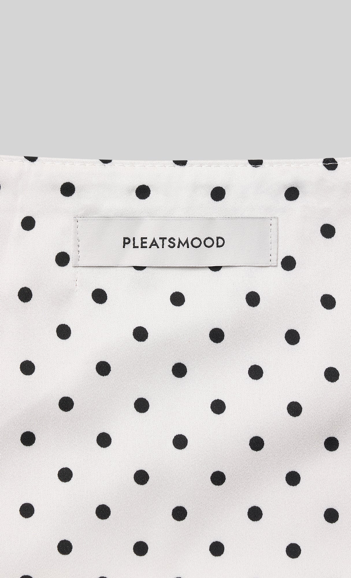 Reversible pleated polka dot tote bag_white