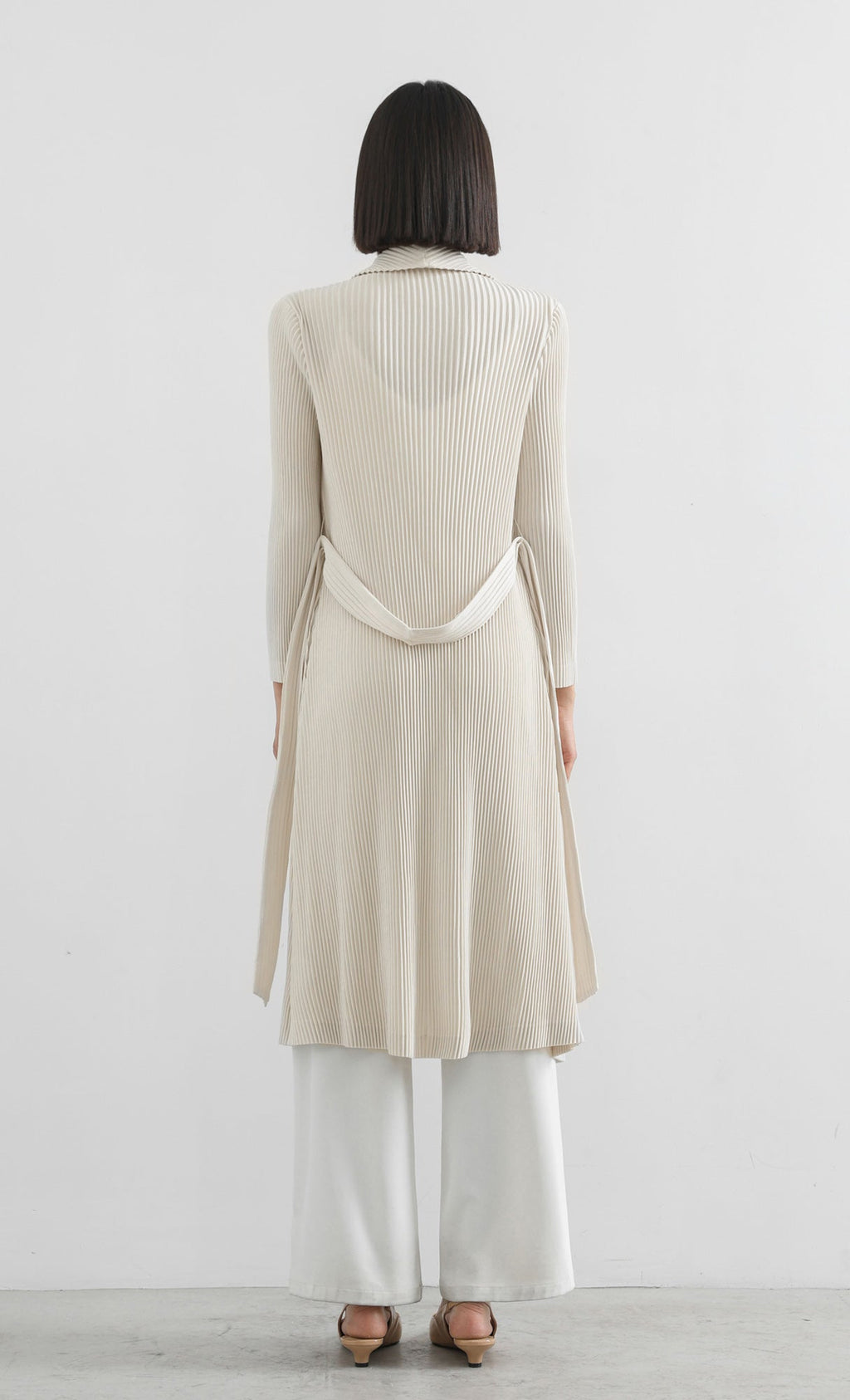 haze pleated belted trench_ivory