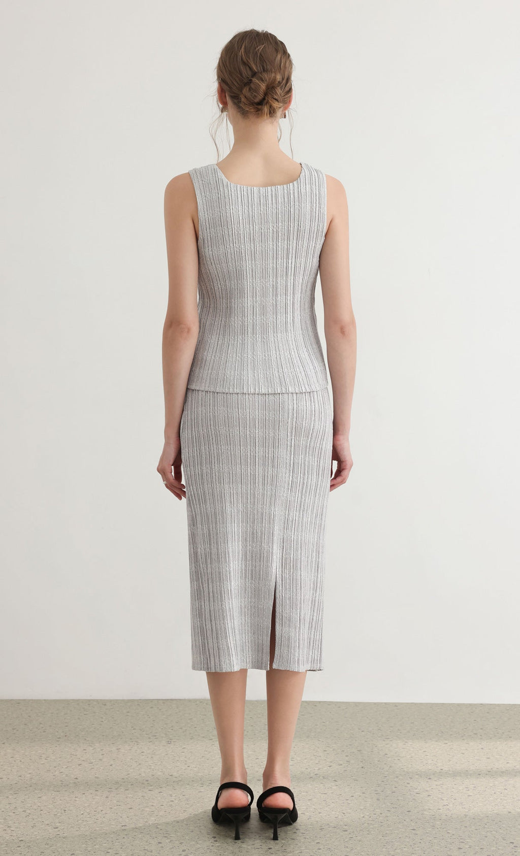 Tweed pleats top_grey