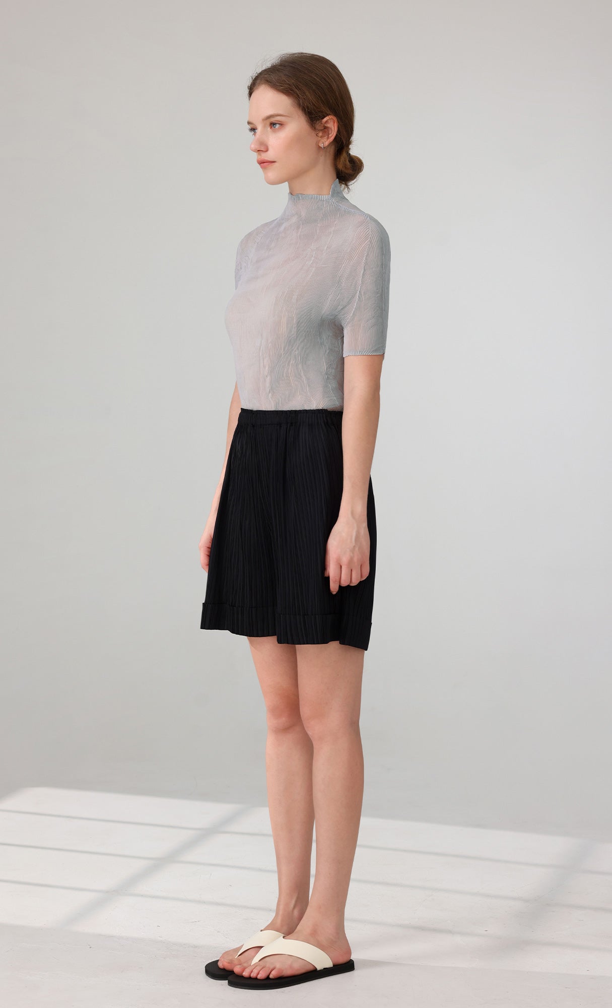 Mono Pleated Half Pants_black