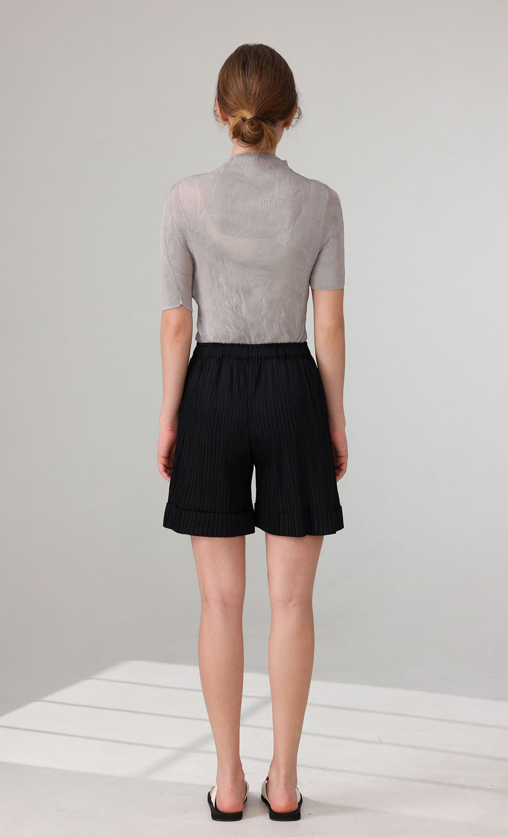 Mono Pleated Half Pants_black