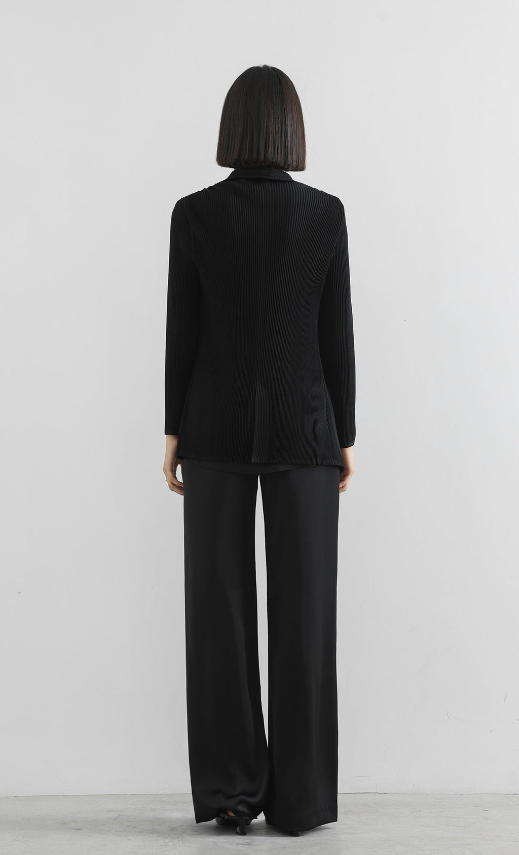 curve pleated set-up jacket_black