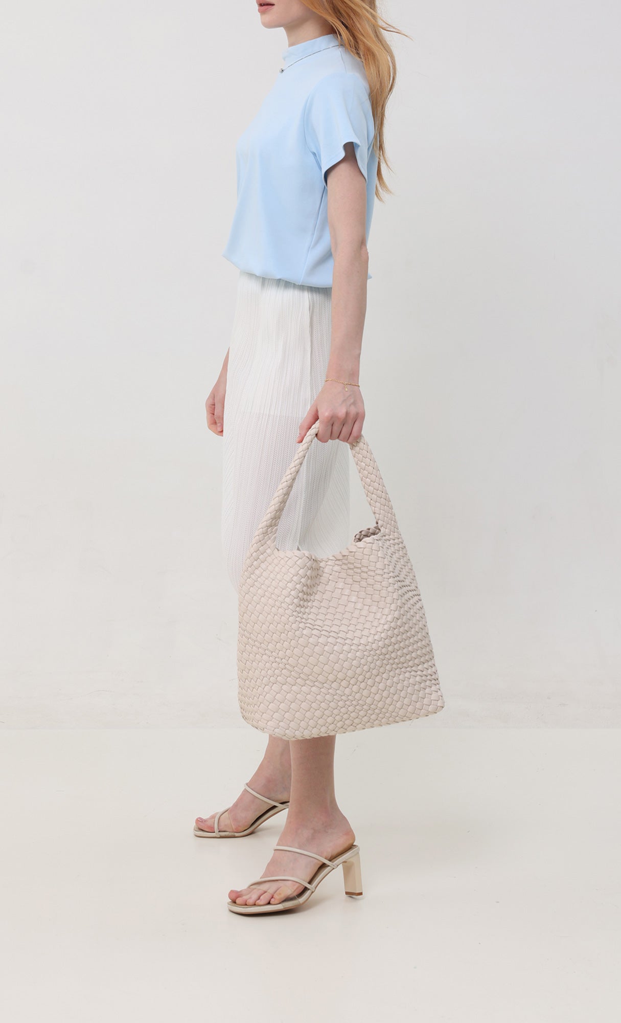 Color weaving hobo bag_ivory