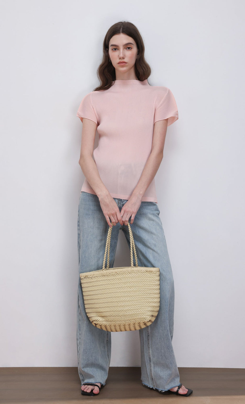 [Pouch SET] Kevin weaving leather shoulder bag_ivory