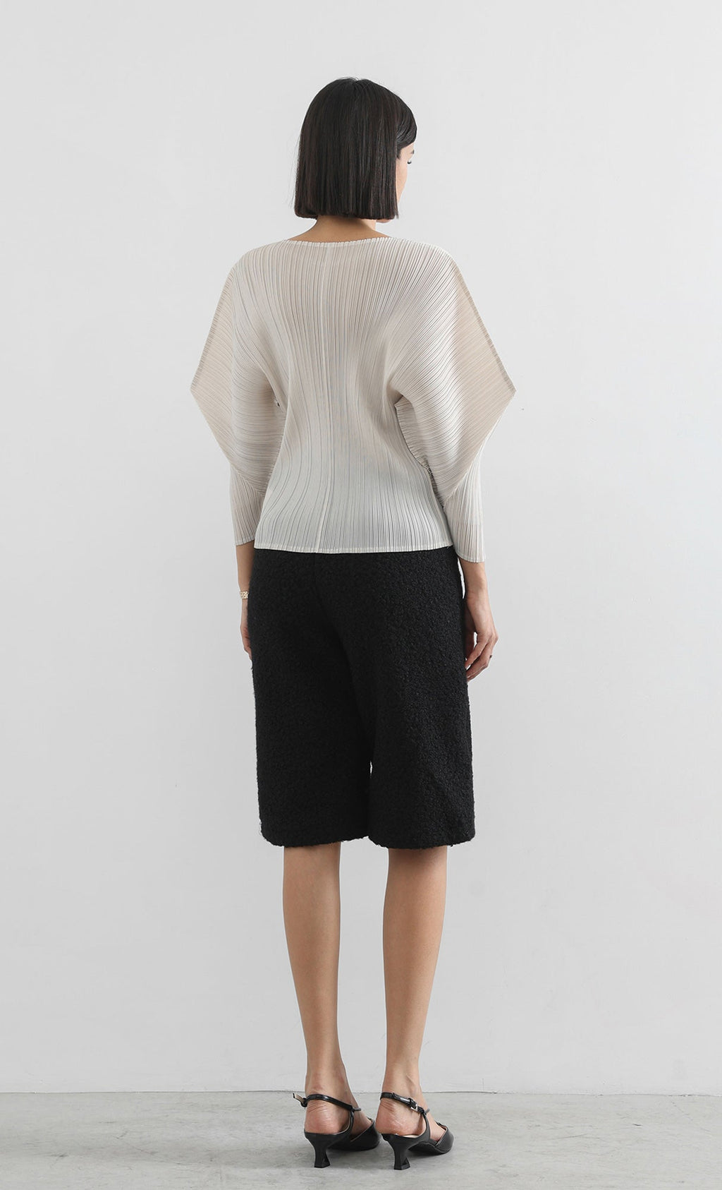 bloom pleated blouse_ivory