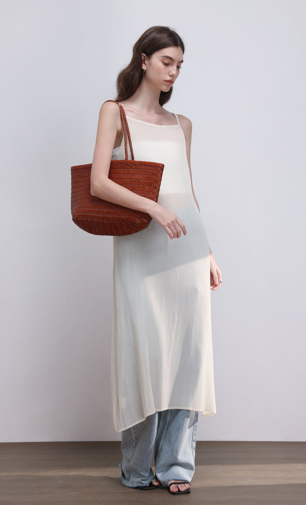 [Pouch SET] Kevin weaving leather shoulder bag_camel