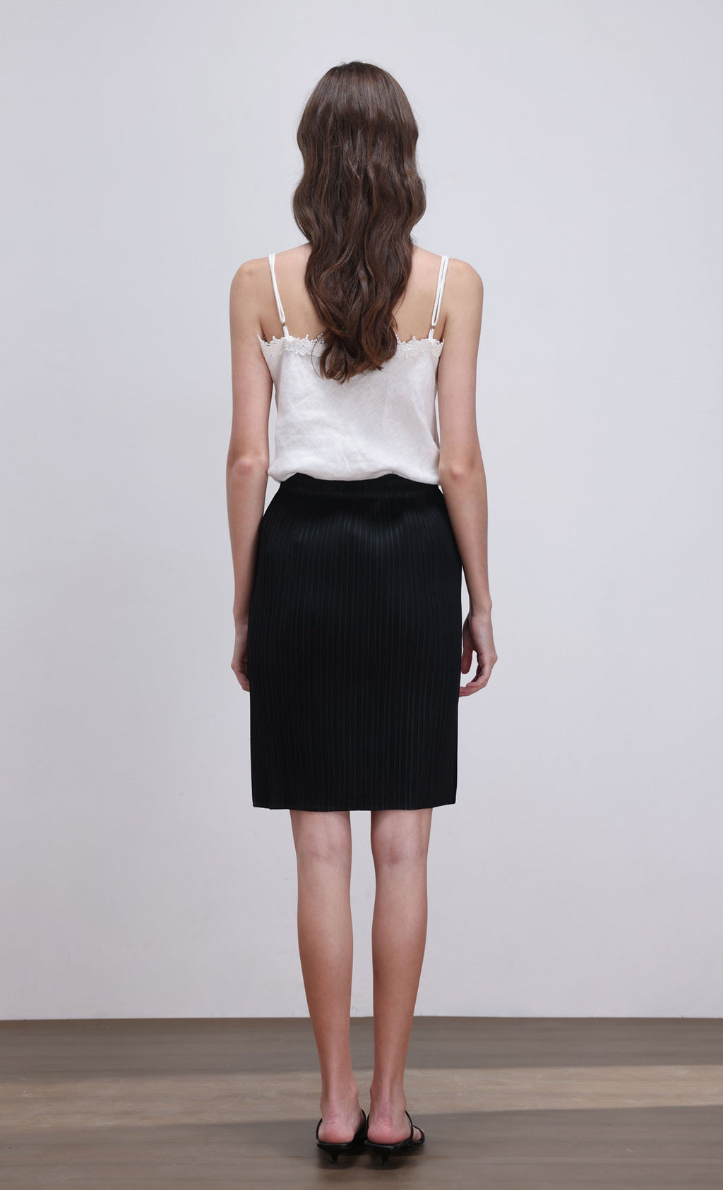 Dara pleated midi skirt_black