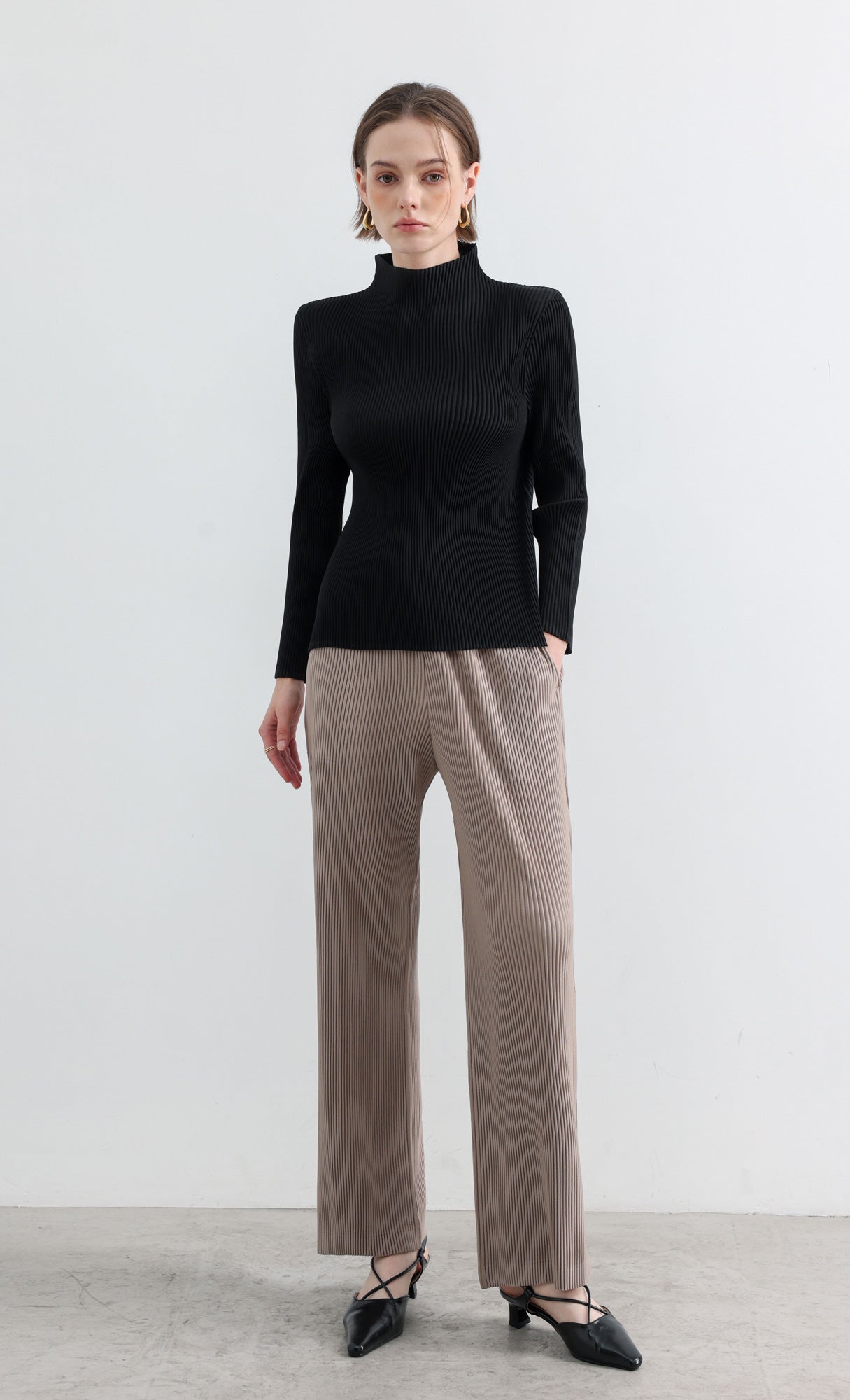 Essential Relaxed Pleated Pants_Beige