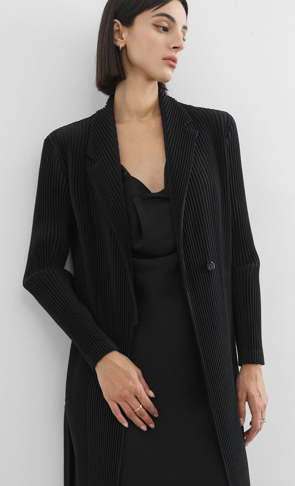 haze pleated belted trench_black