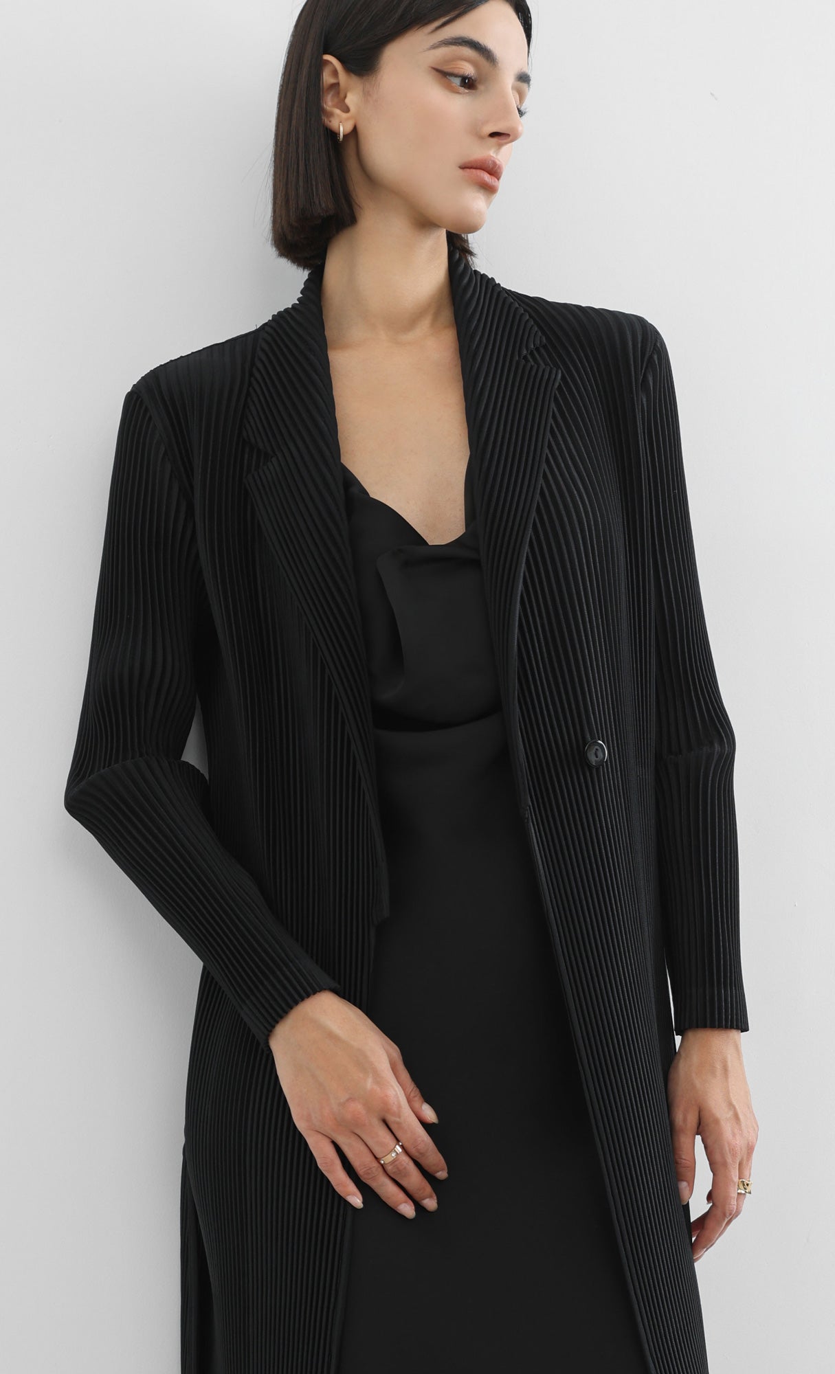 haze pleated belted trench_black